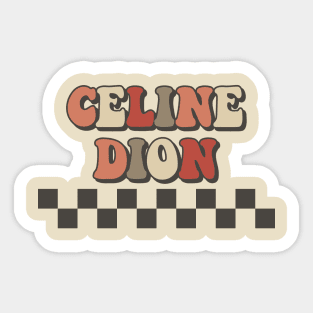 Celine Dion Checkered Retro Groovy Style Sticker